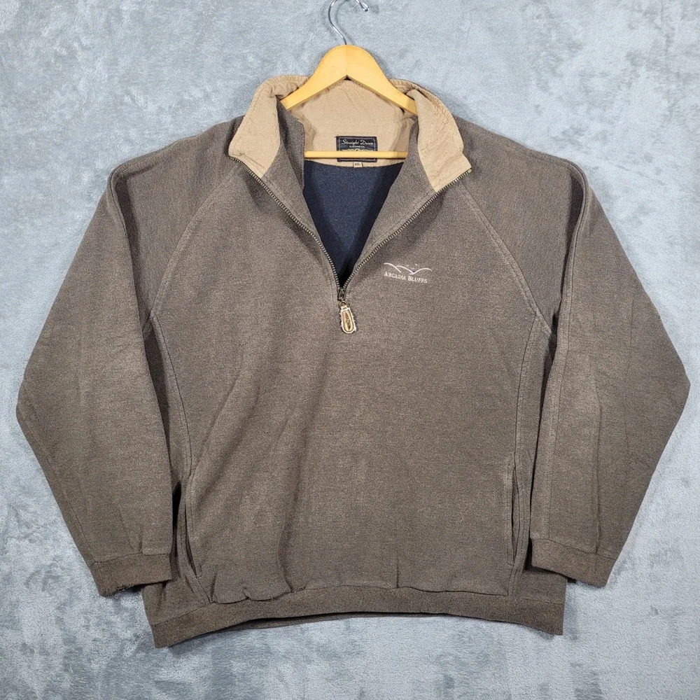Straight Down Pullover Mens XXL Brown Arcadia Bluffs 1/4 Zip Golf Sweatshirt USA